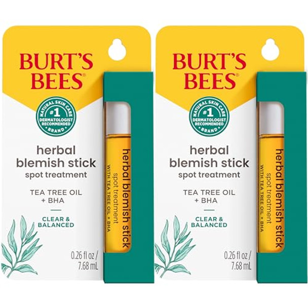 Burt’S Bees Clear And Balanced Herbal Blemish Stick On The Go Acne Treatment Unclogs Pores Use In Skincare Regime Pack Of 12 Pack May Vary