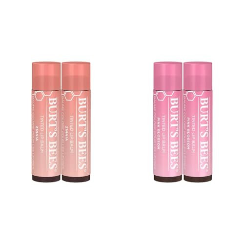 Burt'S Bees 2-Pack Tinted Lip Balm Duo With Raspberry Zinnia And Pink Blossom Shades Long Lasting Hydrating Formula