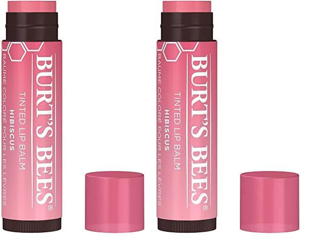 Burts Bees 100% Natural Tinted Lip Balm Hibiscus With Shea Butter & Botanical Waxes 1 Tube