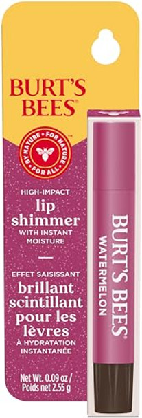 Burt’S Bees Shimmer Lip Tint Tinted Lip Balm Stick Moisturizing For All Day Hydration With Natural Glowy Pigmented Finish & Buildable Color Watermelon 1 Tube 0.09 Oz.