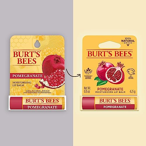 Burt'S Bees 100% Natural Moisturizing Lip Balm Pomegranate With Beeswax And Fruit Extracts 1 Tube