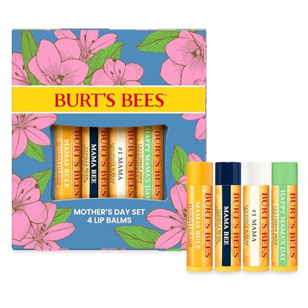 Burt'S Bees S Ideas - Balm Bouquet Lip Balm Set Original Beeswax Vanilla Bean Cucumber Mint Coconut & Pear Pack Natural Origin Lip Treatment 4 Tubes 0.15 Oz.