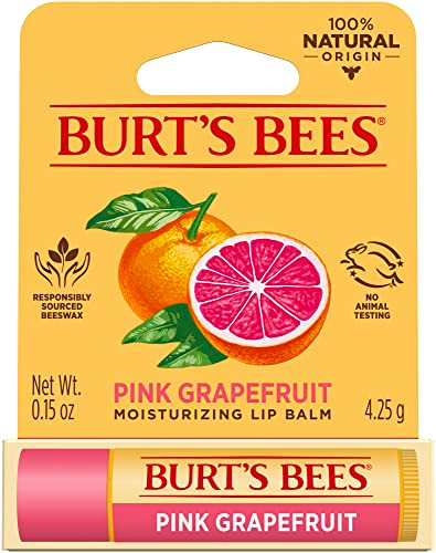 Burt'S Bees 100% Natural Moisturizing Lip Balm Pink Grapefruit With Beeswax & Fruit Extracts - 1 Tube