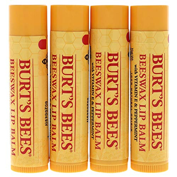Burt’S Bees Holiday 4 Lip Balm Stocking Stuffer Products Beeswax Bounty Classic Set - Original Beeswax (Old Version)