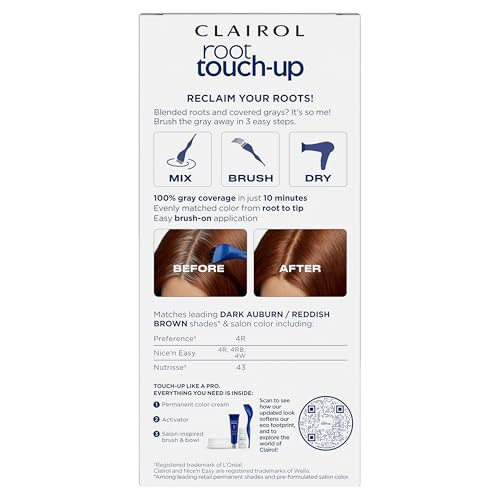 Clairol Root Touch-Up By Nice'N Easy Permanent Hair Dye 4R Dark Auburn/Reddish Brown Hair Color Pack Of 1