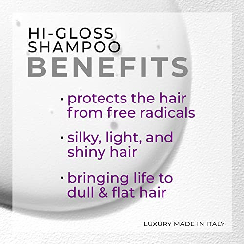 Diego Dalla Palma Hi-Gloss Shampoo - Revives Dull And Lifeless Hair - Gently Cleanses And Nourishes Without Weighing Down Hair - Protects Hair From Radicals And Brings Vital Shine - 8.5 Oz