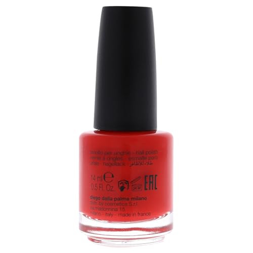 Diego Dalla Palma Nail Polish - Full Intense Color - High Coverage - Smooth Even Application - Maxi Brush For Precise Application - Glossy Finish - Long-Lasting - 224 Red Passion - 0.5 Oz