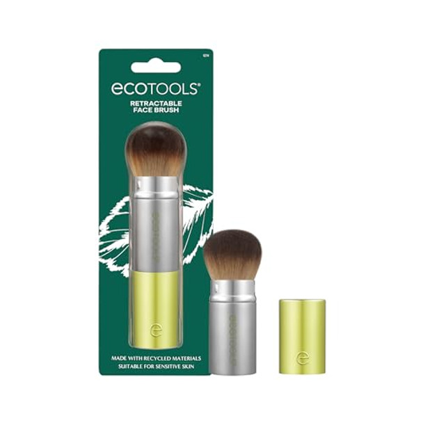 Ecotools Retractable Face Makeup Brush Kabuki Brush For Foundation Blush Bronzer & Powder Travel Friendly & Perfect For On The Go Eco Friendly Synthetic & Cruelty Bristles 1 Count