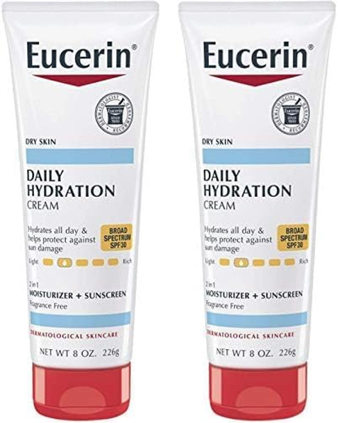 Eucerin Daily Hydration Broad Spectrum Spf 30 Sunscreen Body Cream For Dry Skin 8 Oz Tube (Pack Of 2)