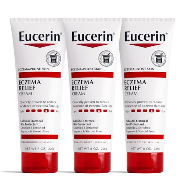 Eucerin Eczema Relief Cream Full Body Lotion Moisturizing Eczema Cream With Colloidal Oatmeal (Skin Protectant) And Ceramide 3 Multi-Pack 8 Oz Tube Pack Of 3