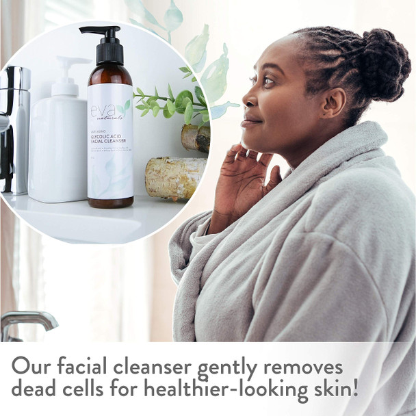Eva Naturals Anti-Aging Glycolic Acid Cleanser (6 oz) - Acne Treatment and Exfoliating Face Wash to Reduce Wrinkles and Improve Skin's Moisture and Glow - With Alpha Hydroxyl Acid, Aloe and Vitamin E Eva Naturals Anti-Aging Glycolic Acid Cleanser (6 oz) - Acne Treatment and Exfoliating Face Wash to Reduce Wrinkles and Improve Skin's Moisture and Glow - With Alpha Hydroxyl Acid, Aloe and Vitamin E