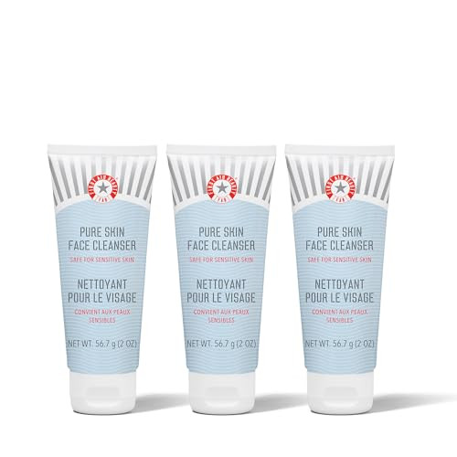First Aid Beauty - Pure Skin Face Cleanser Effectively Removes Makeup Dirt & Impurities Gentle Cleanser Leaves Skin Soft & Supple Fragrance 2 Oz 3 Ct
