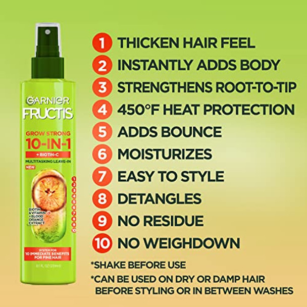 Garnier Fructis Grow Strong Thickening 10-In-1 Spray Biotin-C 8.1 Fl Oz 1 Count (Packaging May Vary)