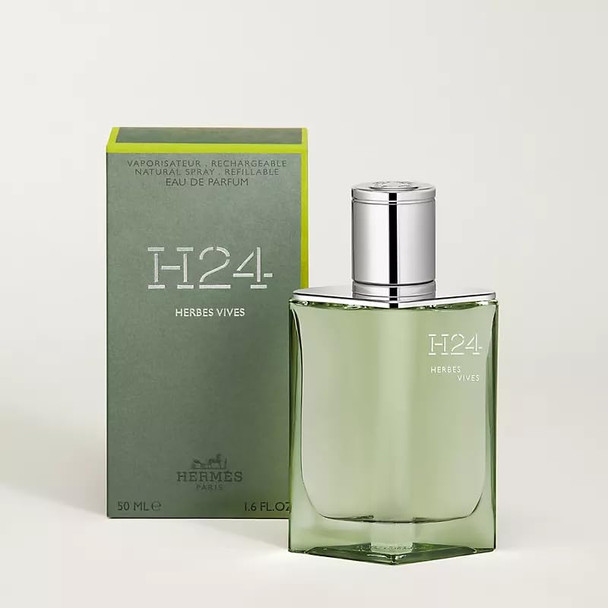 Hermes H24 Herbes Vives Eau De Parfum Rechargeable Spray For Men 1.6 Ounce
