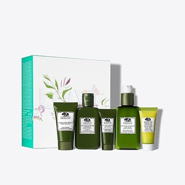 Origins Love And Calm Mega Mushroom Skincare Set - Cleanser Treatment Lotion Serum Mask And Full-Size Moisturizer Origins Love And Calm Mega Mushroom Skincare Set - Cleanser Treatment Lotion Serum Mask And Full-Size Moisturizer