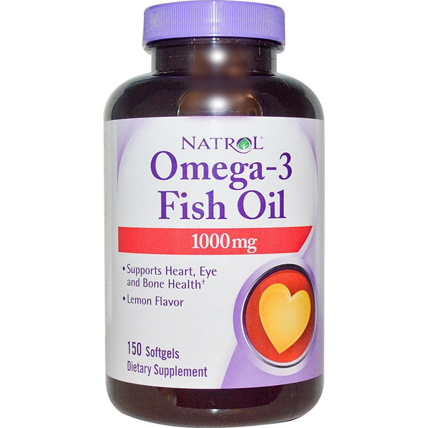 Natrol Omega-3 Fish Oil 1000mg, 150 Softgels (Pack of 2)