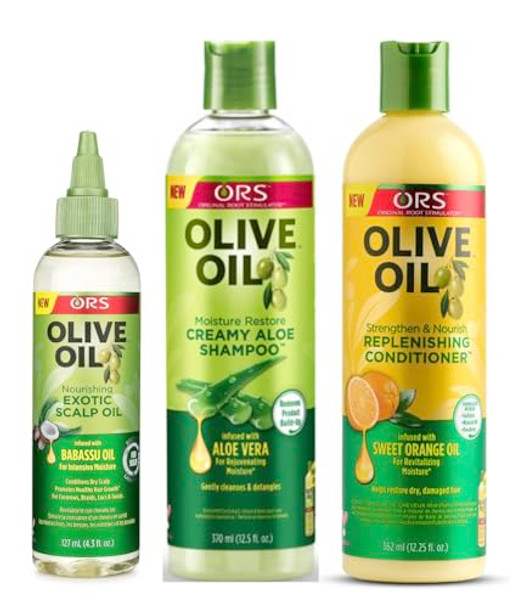 Ors Olive Oil Exotic Scalp Oil 4.3Oz Moisture Restore Creamy Aloe Shampoo Strengthen & Nourish Replenishing Conditioner Ors Olive Oil Exotic Scalp Oil 4.3Oz Moisture Restore Creamy Aloe Shampoo Strengthen & Nourish Replenishing Conditioner