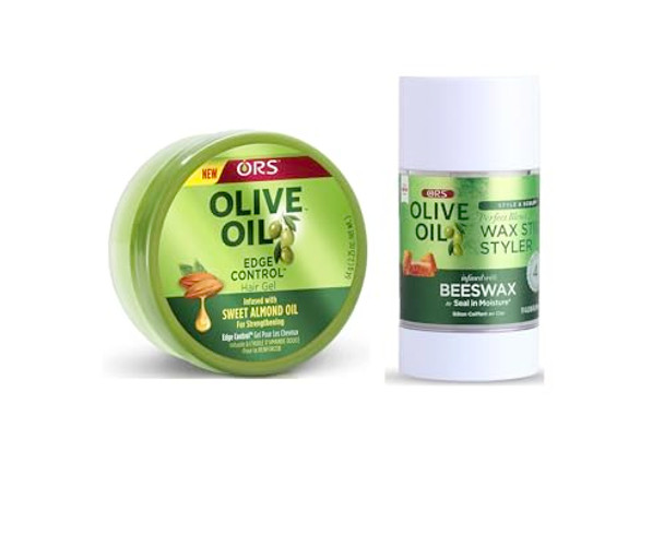 Ors Olive Oil Edge Control Hair Gel - Style & Sculpt Perfect Blend Wax Stick Styler Infused With Beeswax To Seal In Moisture - Bundle