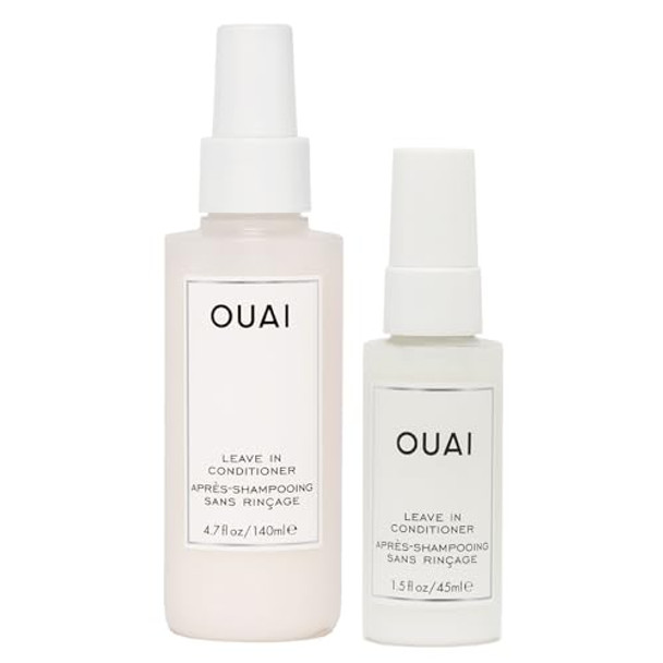 Ouai Leave In Conditioner Bundle - Multitasking Heat Protectant Spray For Hair - Prime Hair For Style Smooth Flyaways Add Shine & Use As Detangling Spray (2 Count 1.5 Oz/4.7 Oz)