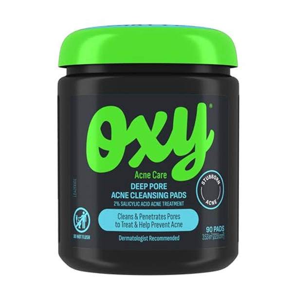 Oxy Deep Pore Acne Facial Cleansing Pads Maximum Strength 2% Salicylic Acid Stubborn Acne Treatment Fights Breakouts Exfoliates Treats Blackheads 90 Pads Oxy Deep Pore Acne Facial Cleansing Pads Maximum Strength 2% Salicylic Acid Stubborn Acne Treatment Fights Breakouts Exfoliates Treats Blackheads 90 Pads