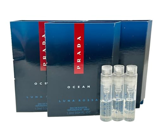 Prada Ocean Luna Rossa Edt Sample Perfume Men Spray Mini Small Travel Size 1.2 Ml / 0.04 - Set Of 3