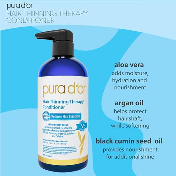 Pura D'Or 16 Oz Hair Thinning Therapy Biotin Conditioner Clinically Tested Effective Results Low Lather Deep Moisturizing Herbal Blend Hair Thickening Products For Women & Men Color Safe Pura D'Or 16 Oz Hair Thinning Therapy Biotin Conditioner Clinically Tested Effective Results Low Lather Deep Moisturizing Herbal Blend Hair Thickening Products For Women & Men Color Safe