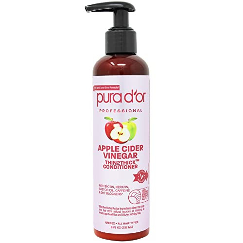 Pura D'Or Apple Cider Vinegar Thin2Thick Conditioner (8Oz) Biotin Keratin Caffeine Castor Oil & Key Active Ingredients For All Hair Types Men & Women