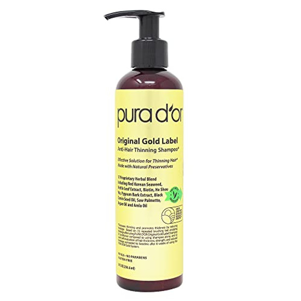 Pura D'Or Original Gold Label Anti-Thinning Biotin Shampoo Natural Earthy Scent & Scalp Therapy Energizing Scalp Serum Revitalizer (4Oz) With Argan Oil