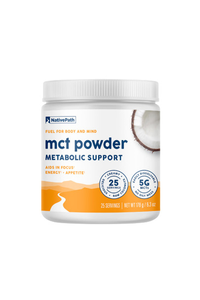 NativePath MCT Oil Powder Supplement - Unflavored MCT Powder with Keto-Friendly C8 MCTs Free of Dairy Gluten and GMOs 25 Servings