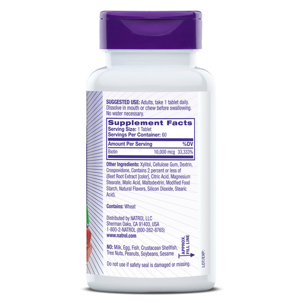 Natrol Biotin 10000mcg 4X Faster Dissolve Supplement for Healthy Hair, Skin and Nails for Those Low in Biotin Plus Energy Metabolism Support 60 Tablets Natrol Biotin 10000mcg 4X Faster Dissolve Supplement for Healthy Hair, Skin and Nails for Those Low in Biotin Plus Energy Metabolism Support 60 Tablets
