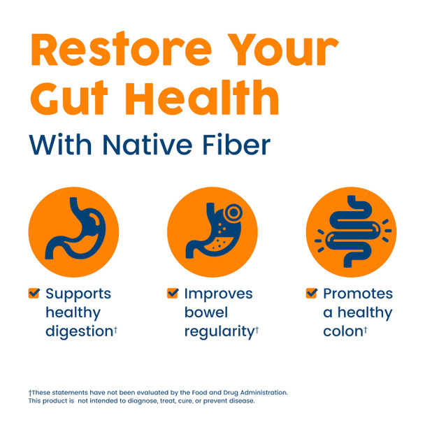 NativePath Organic Baobab Prebiotic Fiber Powder - Digestive Health Supplement - Natural Orange Flavor 30 Servings