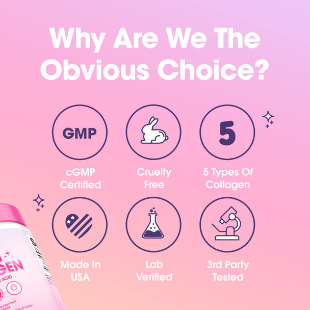 Obvi Multi Collagen Supplement with Hyaluronic Acid | Skin Care Hair Nail Joint Support for Women Gut Health | Hydrolyzed Protein Type I II III V X | 30 Capsules 30 Servings