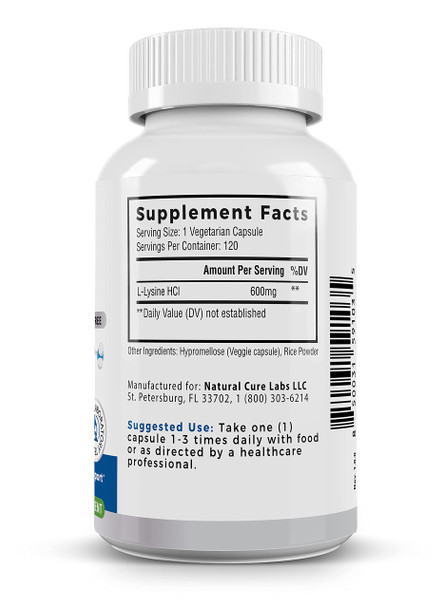 Palmara Health Clean L-Lysine 600mg 120 Capsules | Vegan Non-GMO & Gluten Free