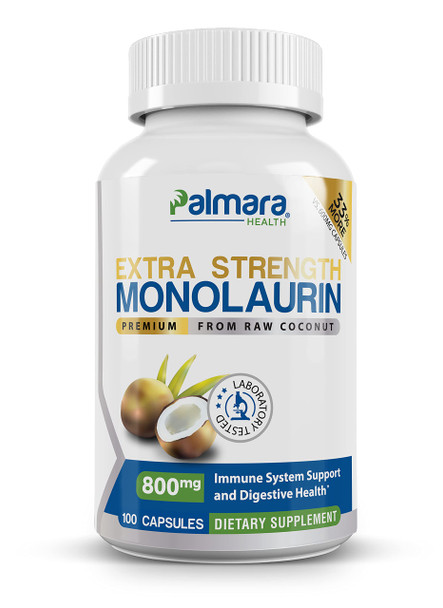 Palmara Health Extra Strength Monolaurin 1600mg per Serving 800mg per Capsule