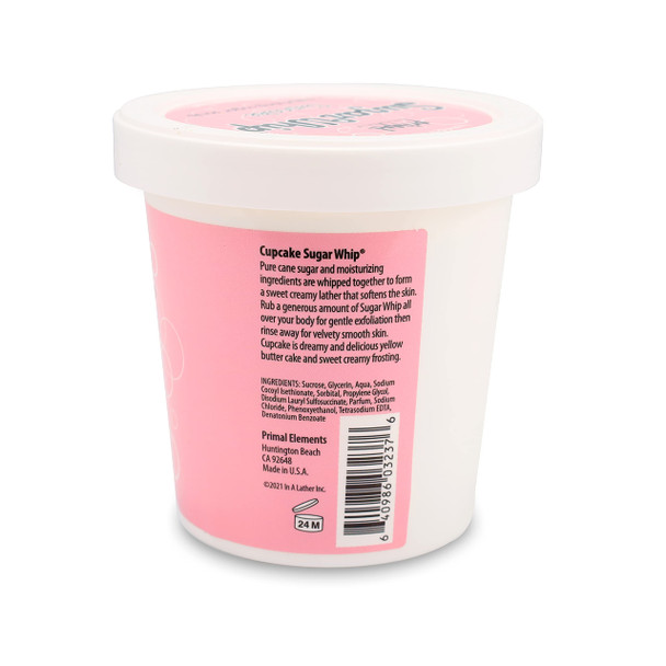 Primal Elements Sugar Scrub Exfoliating Sugar Whip Face and Body Cleanser Moisturizer Cupcake 10 oz Package