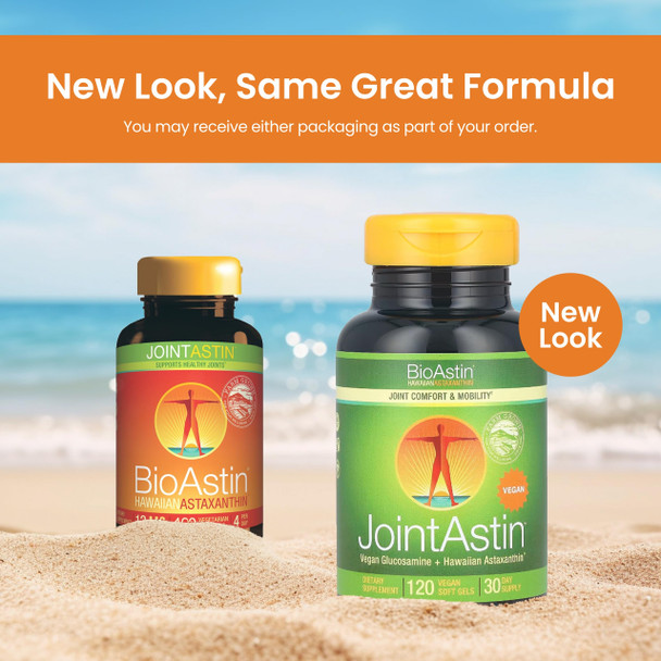 Nutrex Hawaii JointAstin - 12 mg 120 Softgels - Joint Support Supplement with Glucosamine & BioAstin Hawaiian Astaxanthin - Farm-Direct Antioxidant Supplement Joint Eye Skin & Immune System Health*
