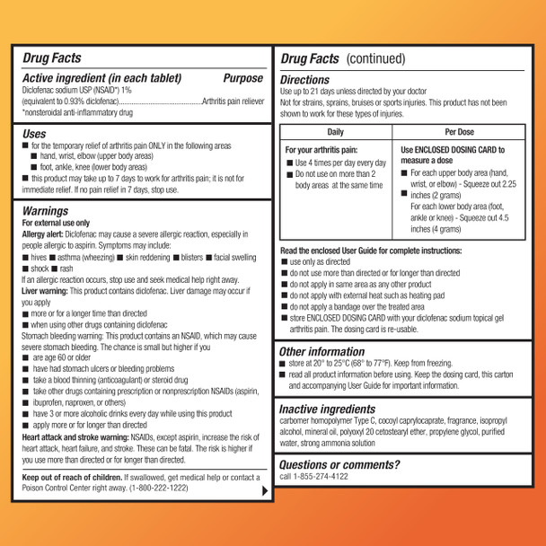 Amazon Basic Care Arthritis Pain Relieving Gel Diclofenac Sodium Topical Gel 1% (NSAID) 5.29 Oz (150 Grams) (Packaging may vary)