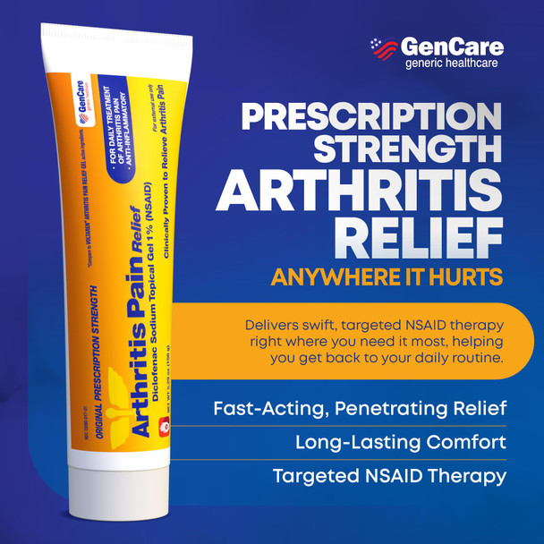 GenCare Arthritis Pain Relief Diclofenac Sodium Topical Gel 1 Percent (NSAID) - Clinically Proven Arthritis Pain Reliever - Compare to The Active Ingredient in Voltaren Gel (5.29 oz)