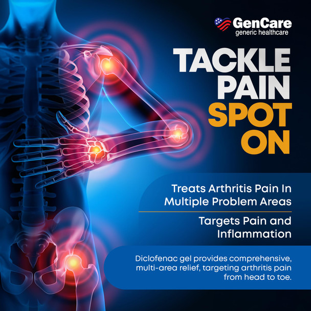 GenCare Arthritis Pain Relief Diclofenac Sodium Topical Gel 1 Percent (NSAID) - Clinically Proven Arthritis Pain Reliever - Compare to The Active Ingredient in Voltaren Gel (5.29 oz)