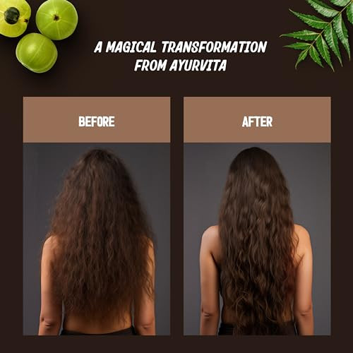 Ayurvita Restorative Hair Oil - Amla For Strengthening & Neem For Preventing Dryness And Dandruff - For Dry Damaged Hair Growth - For Men & Women - 2 Fl Oz