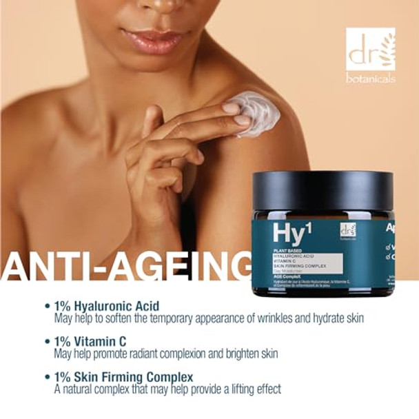 Dr Botanicals Hyaluronic Acid Vitamin C Day Moisturiser & Hyaluronic Acid & Gluconolactone Mask Targets Fine Lines & Wrinkles - Intense Hydration For Smooth Skin - Firm& Tightens Skin