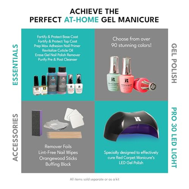 Rc Red Carpet Manicure Kit 6 Fortity & Protect Bundle Dark Jewels - Soak Off Polish Long-Lasting Vibrant Colors Professional Quality High Shine Chip-Resistant.