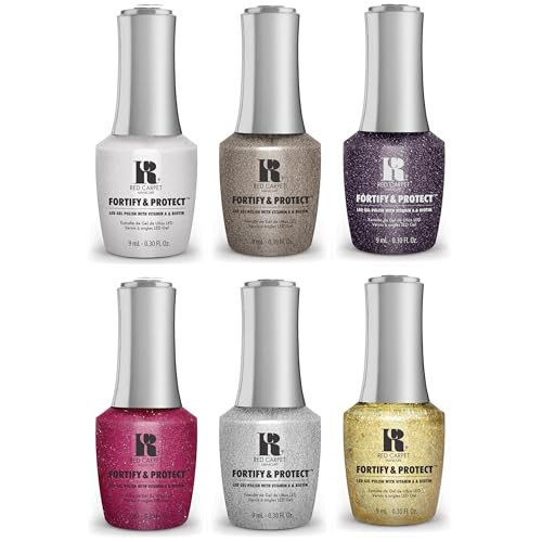 Rc Red Carpet Manicure Kit 3 Fortify & Protect Bundle Glitters - Soak Off Gel Polish For Long-Lasting Vibrant Professional Quality High Shine Chip-Resistant.