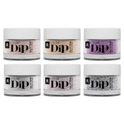 Rc Red Carpet Manicure Color Dip Bundle Glitter – Vibrant Dipping Powder Set 0.3 Oz Each – Easy To Use No Uv/Led Needed Non-Irritating Formula Salon Quality Nails At Home 6Pcs.