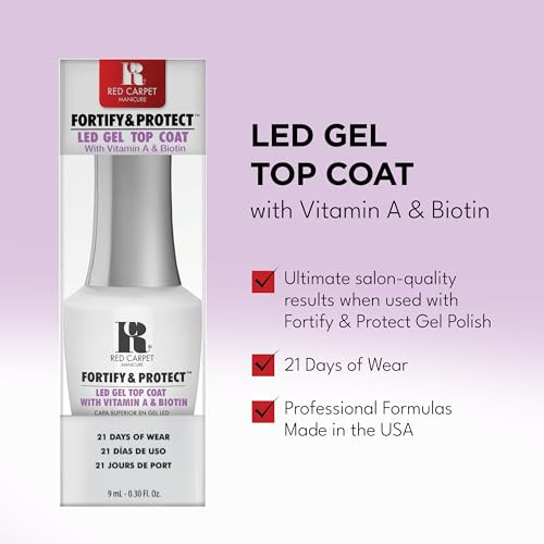 Rc Red Carpet Manicure Mini Essential Bundle Kit- Led Light No Wipe Gel Coat Base Coat Top Coat Prep And Premium Soak Off Gel Polish.