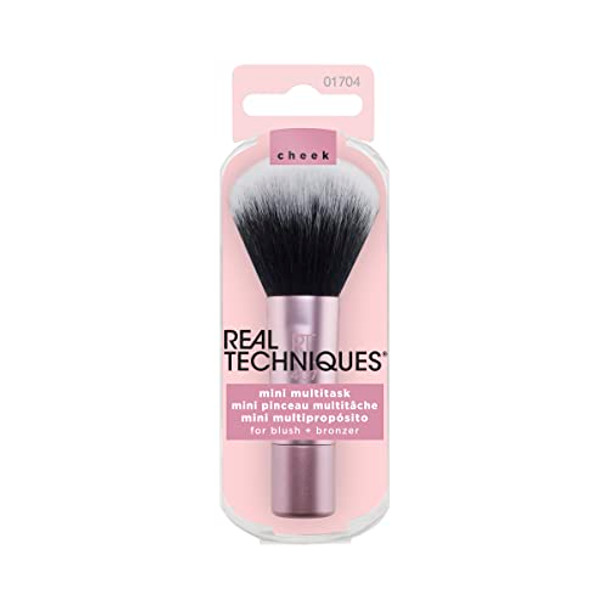 Real Techniques Mini Multitask Makeup Brush For Blush Bronzer & Powder Face Brush With Custom-Cut Synthetic Bristles For Loose & Pressed Powder Travel Sized Vegan & Cruelty- 1 Count