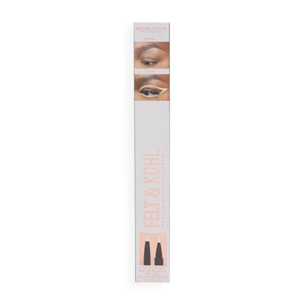 Revolution Beauty London - Felt & Kohl Eyeliner- White Ultra Creamy And Pigmented Texture Smooth And Buttery Application Smudge Proof And Long Lasting Built In Smudger For y Looks 0.13Gm