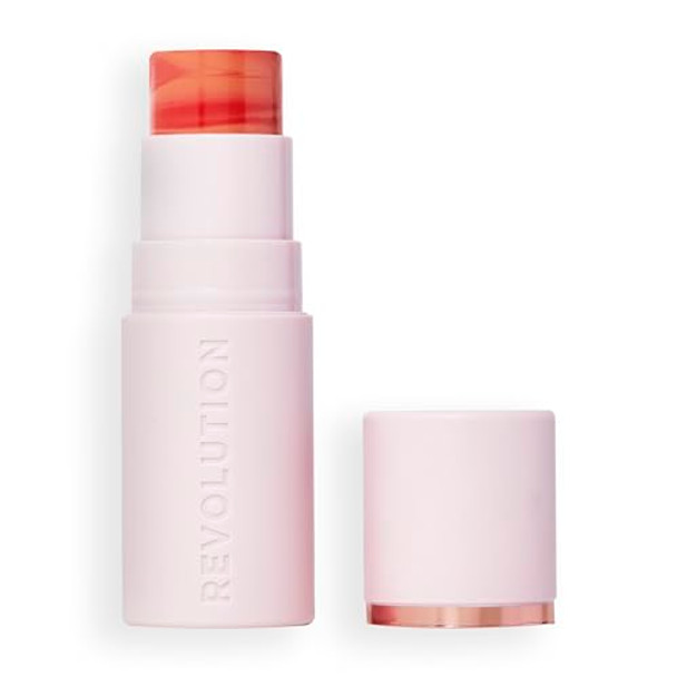 Revolution Beauty London Revolution Skin Silk Marble Blush Stick Buildable Color For Cheek Eye & Lip Cream-To-Powder Formula Vegan & Cruelty- Sunkissed Apricot 0.15 Oz