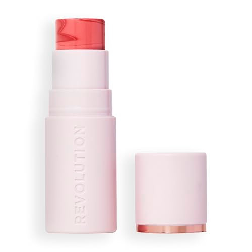 Revolution Beauty London Revolution Skin Silk Marble Blush Stick Buildable Color For Cheek Eye & Lip Cream-To-Powder Formula Vegan & Cruelty- Rosy Cheeks 0.15 Oz