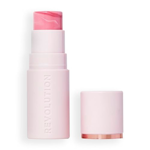 Revolution Beauty London Revolution Skin Silk Marble Blush Stick Buildable Color For Cheek Eye & Lip Cream-To-Powder Formula Vegan & Cruelty- Pinched Light Pink 0.15 Oz